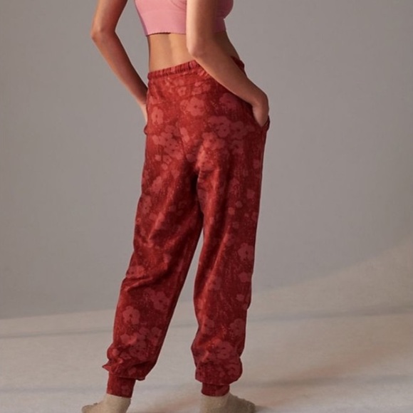 Anthropologie Saturday/Sunday Flora Printed Joggers in Wine - Picture 6 of 7